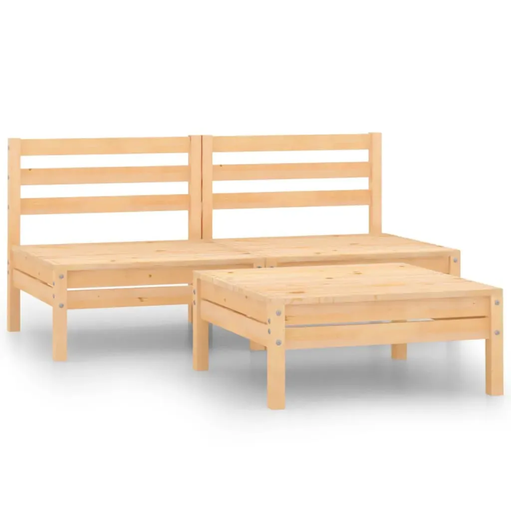 3 Piece Garden Lounge Set Solid Wood Pine Price