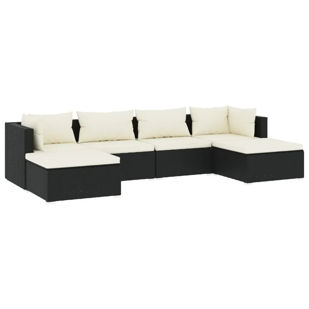 Garden Lounge Set with Cushions Poly Rattan Black Price