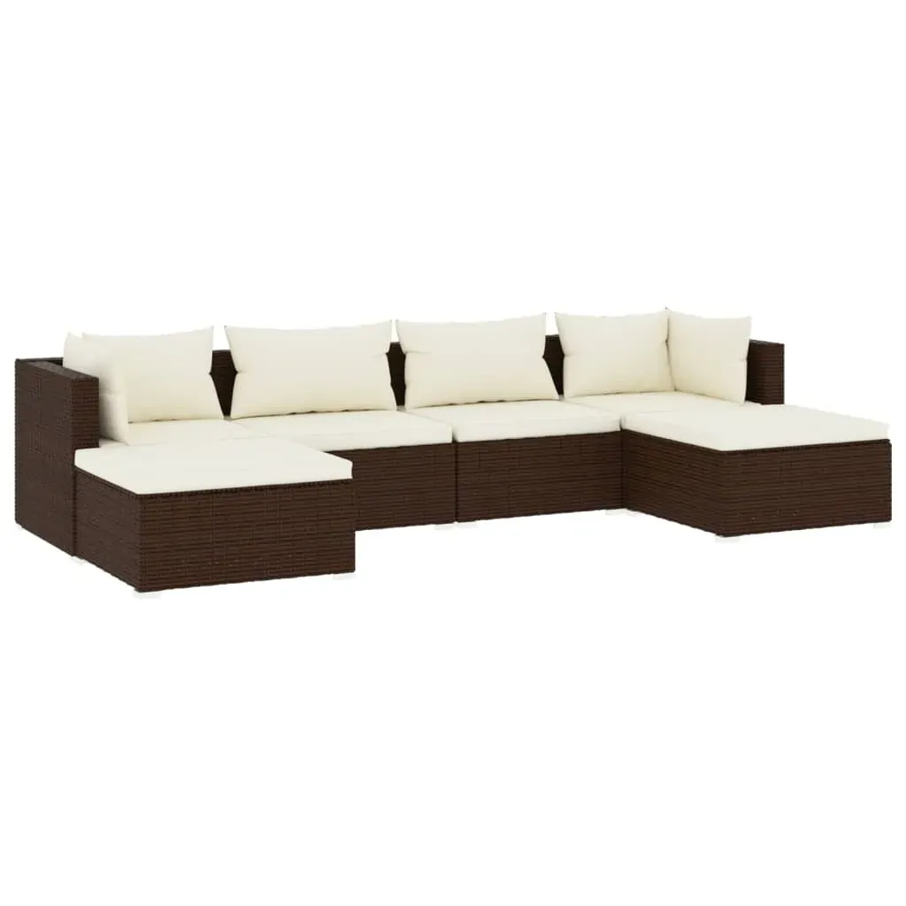 Garden Lounge Set with Cushions Poly Rattan Brown Price