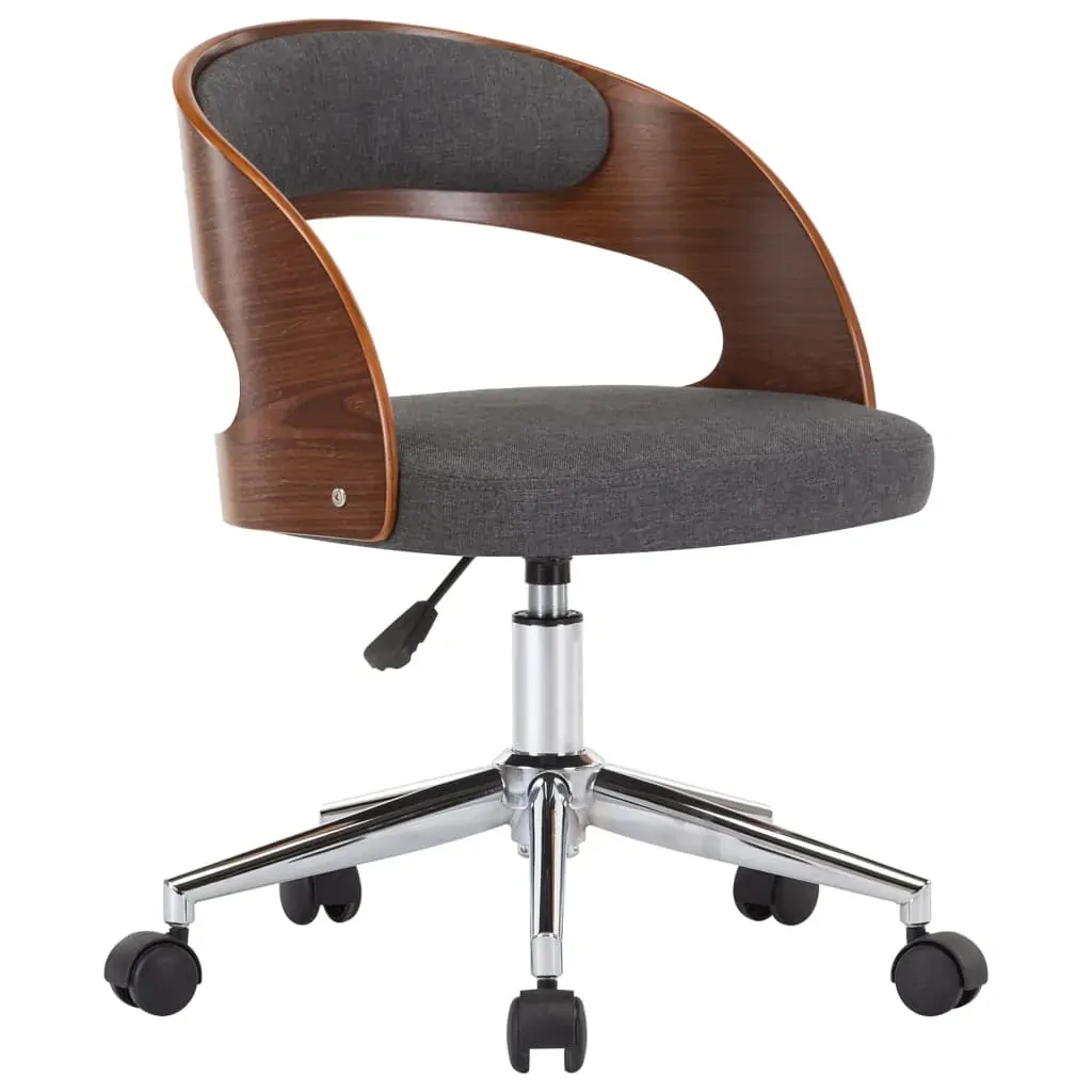 Swivel Dining Chair Grey Bent Wood and Fabric Price