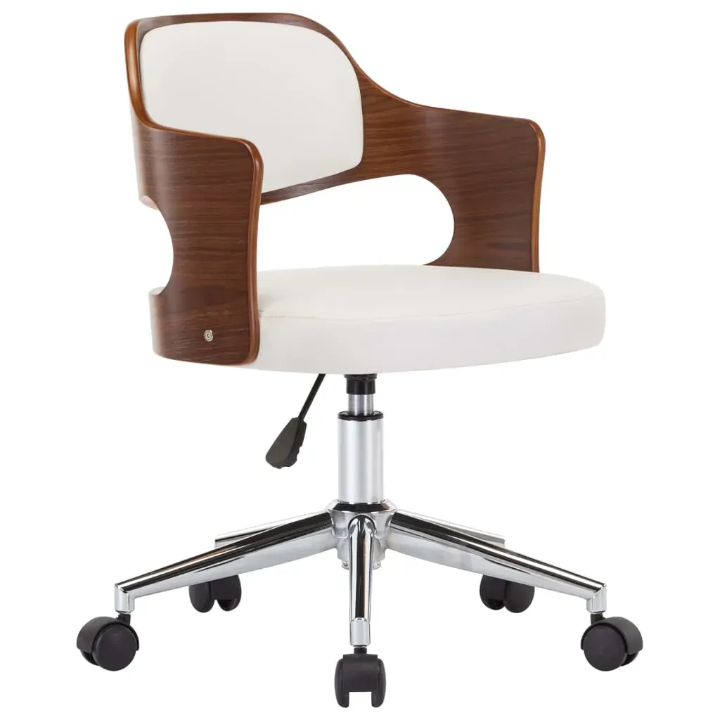 Swivel Dining Chair White Bent Wood and Faux Leather Price