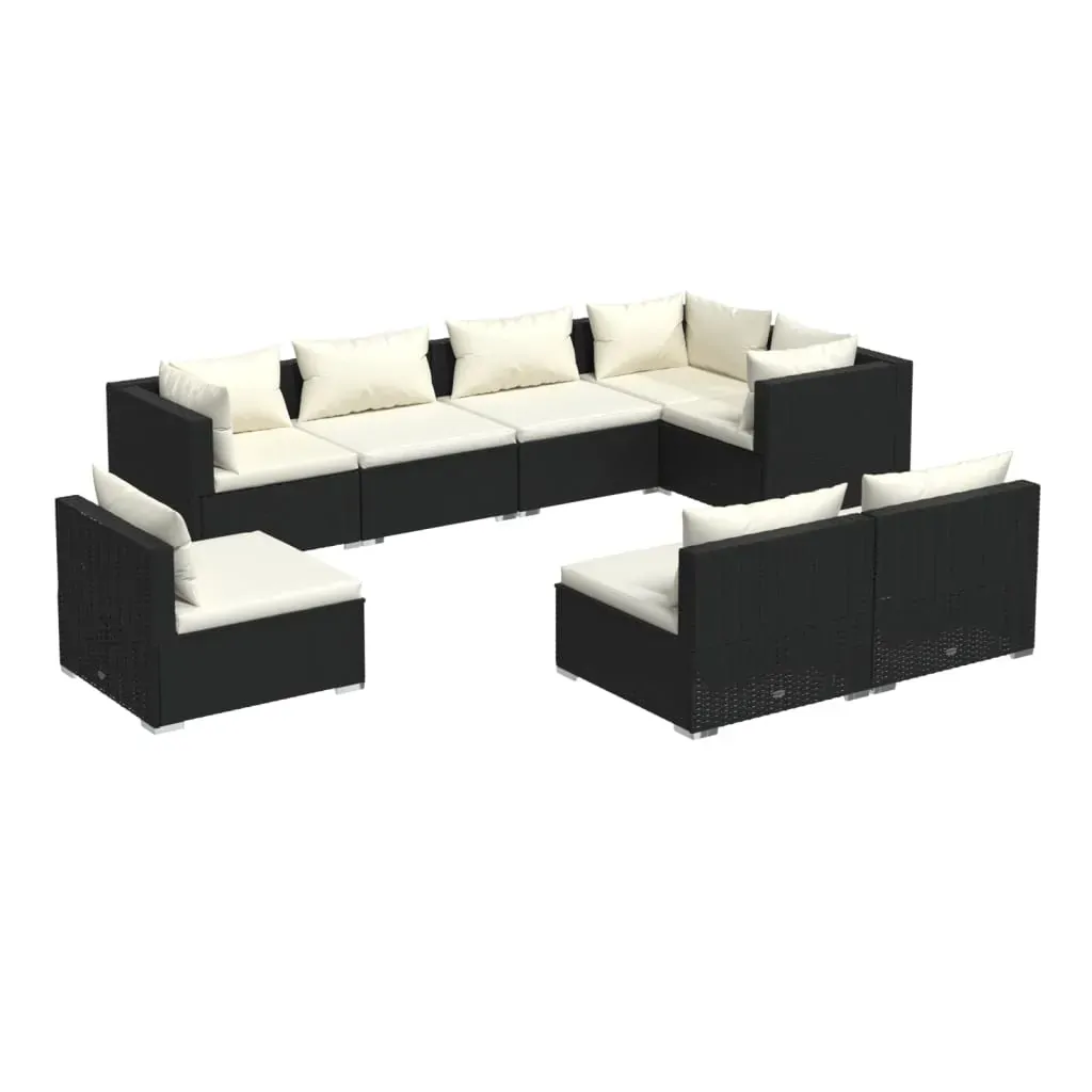 Garden Lounge Set with Cushions Poly Rattan Black Price