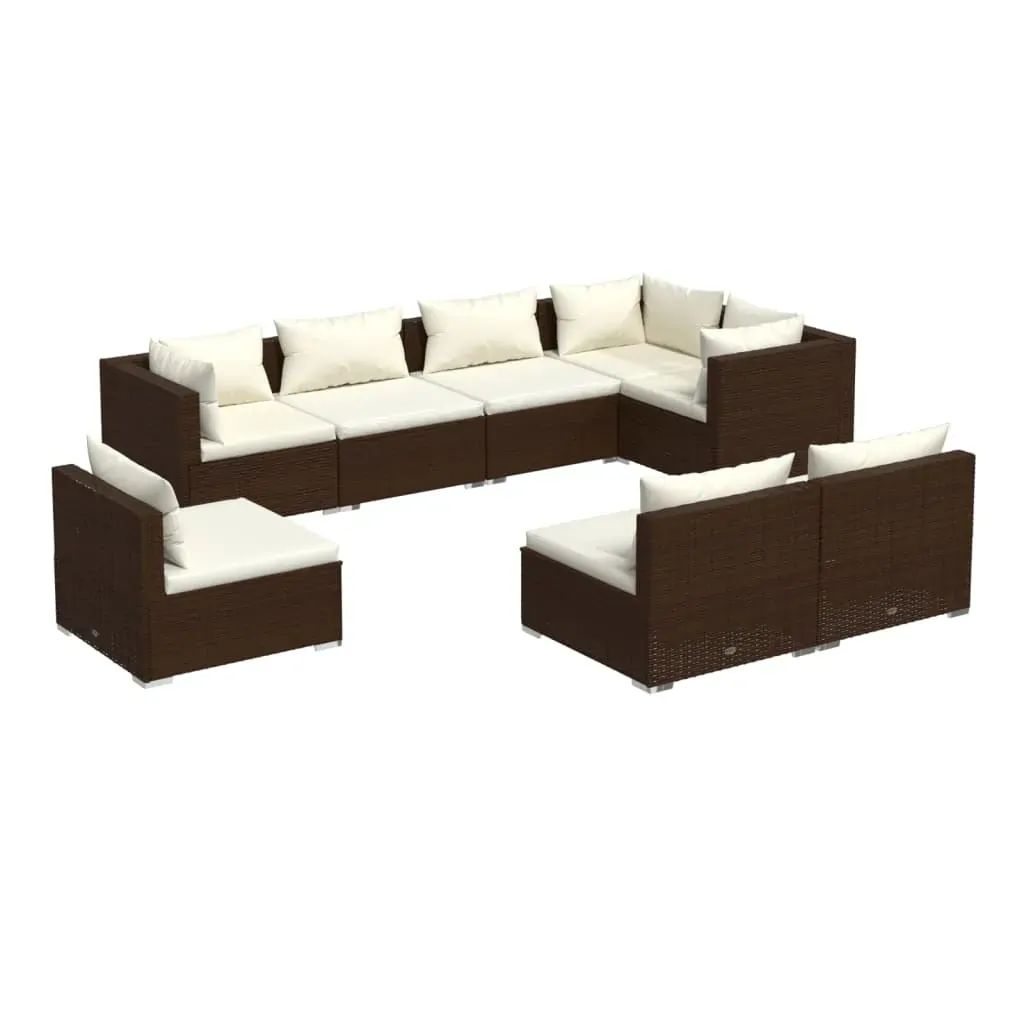 Garden Lounge Set with Cushions Poly Rattan Brown Price