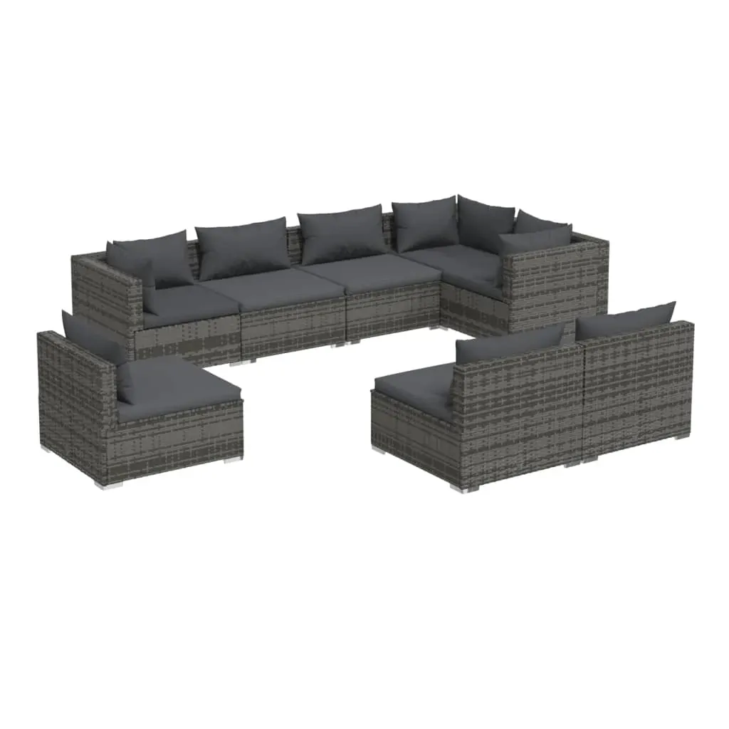Garden Lounge Set with Cushions Poly Rattan Grey Price
