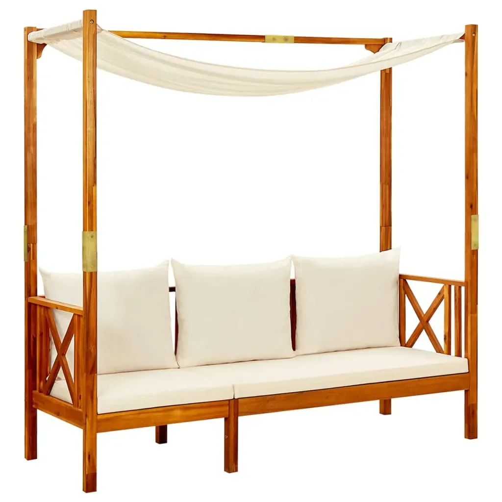 Garden Bench with Canopy and Footrests Solid Acacia Wood Price