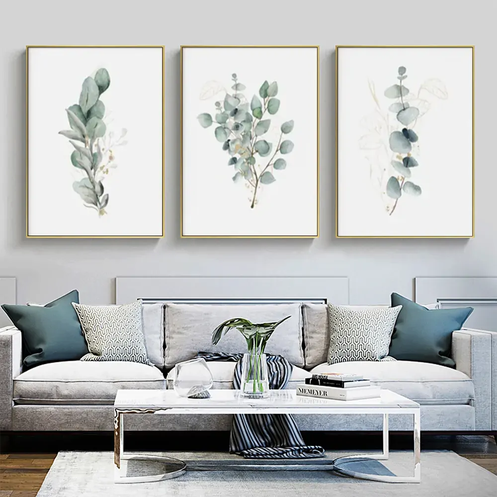 Eucalyptus Plant 3 Sets Gold Frame Canvas Wall Art Price