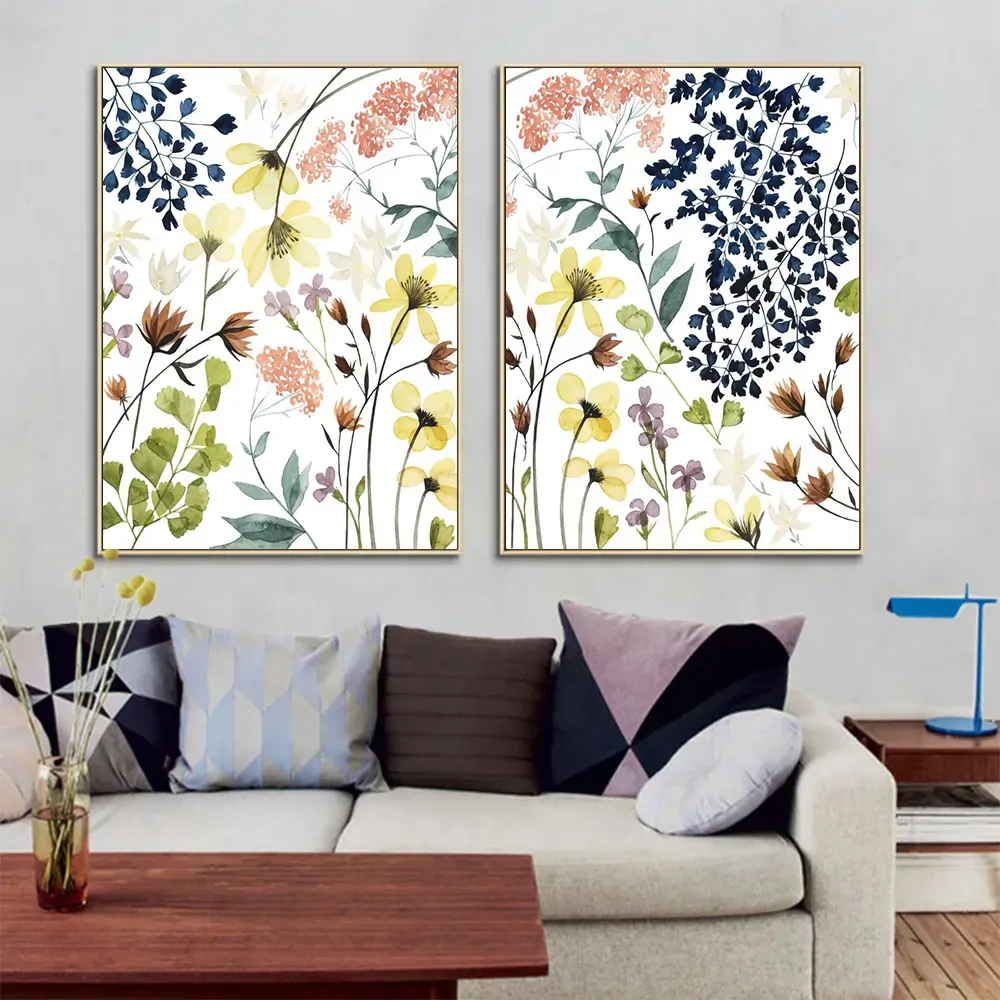 Flower Composition 2 Sets Gold Frame Canvas Wall Art Price