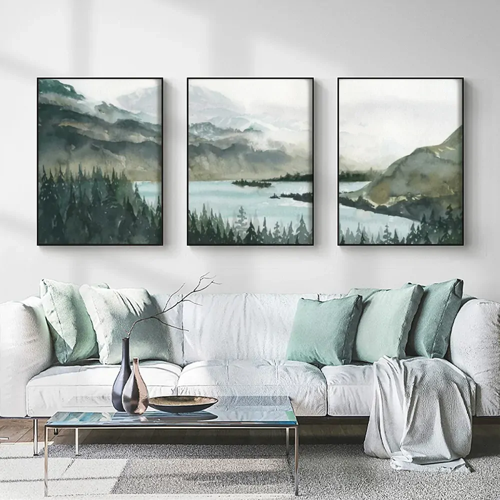 Landscape 3 Sets Black Frame Canvas Wall Art Price