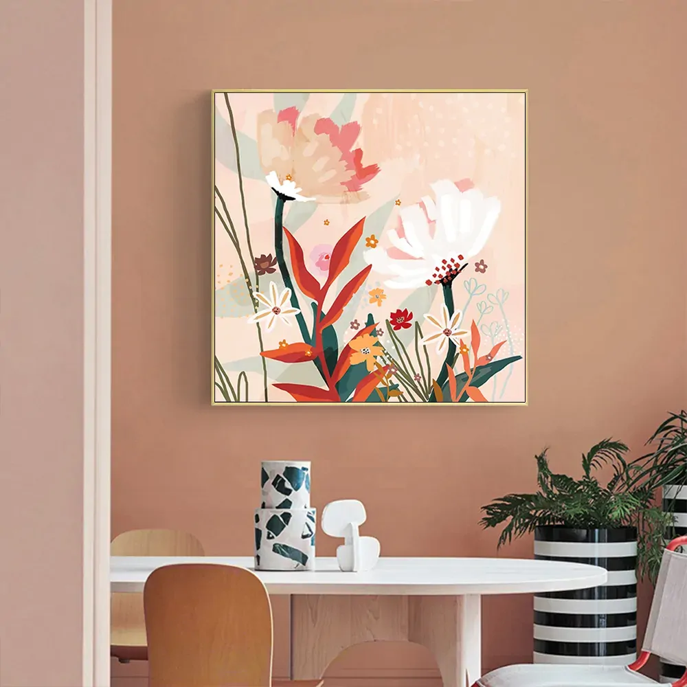 Native Floral Gold Frame Canvas Wall Art Price