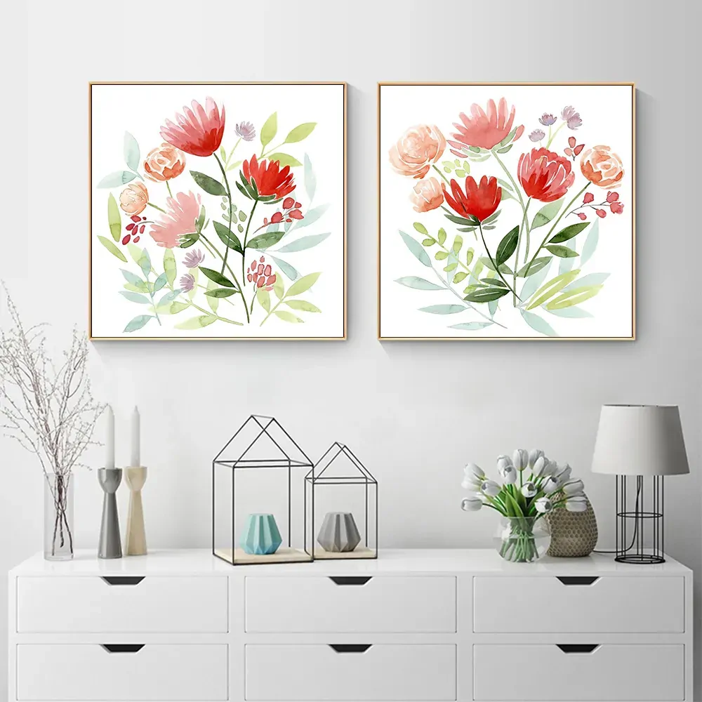 Florals 2 Sets Gold Frame Canvas Wall Art Price