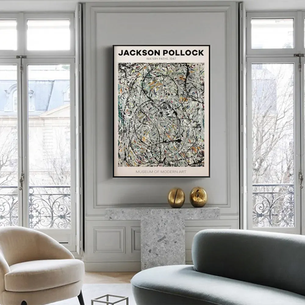 Jackson Pollock Exhibition III Black Frame Canvas Wall Art Price