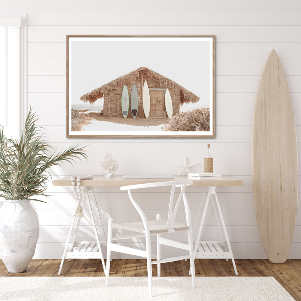 Surf Cabin Wood Frame Canvas Wall Art Price