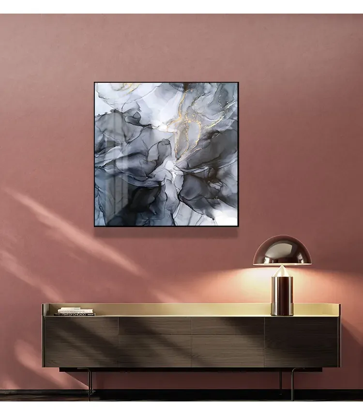 Marbled Black Grey Black Frame Canvas Wall Art Price