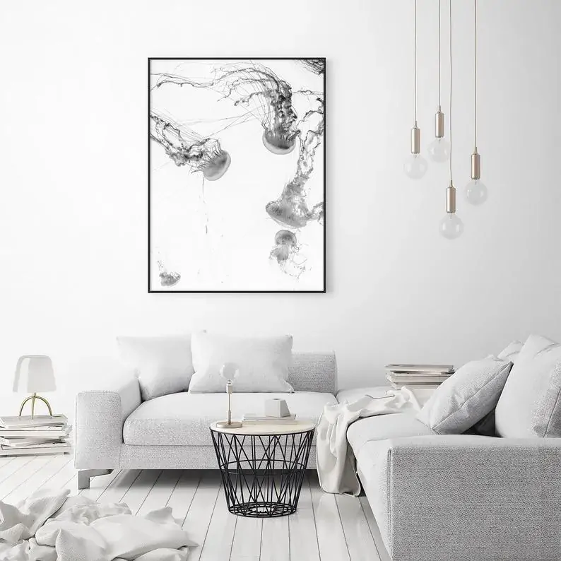 Jellyfish Black Frame Canvas Wall Art Price