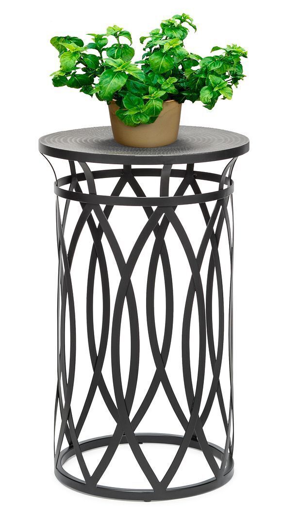 Elon Black Round Iron Side Table with Cross Legs and Top Price