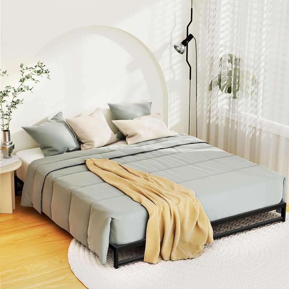 Metal Bed Frame Bed Base Mattress Platform Black BERU Price