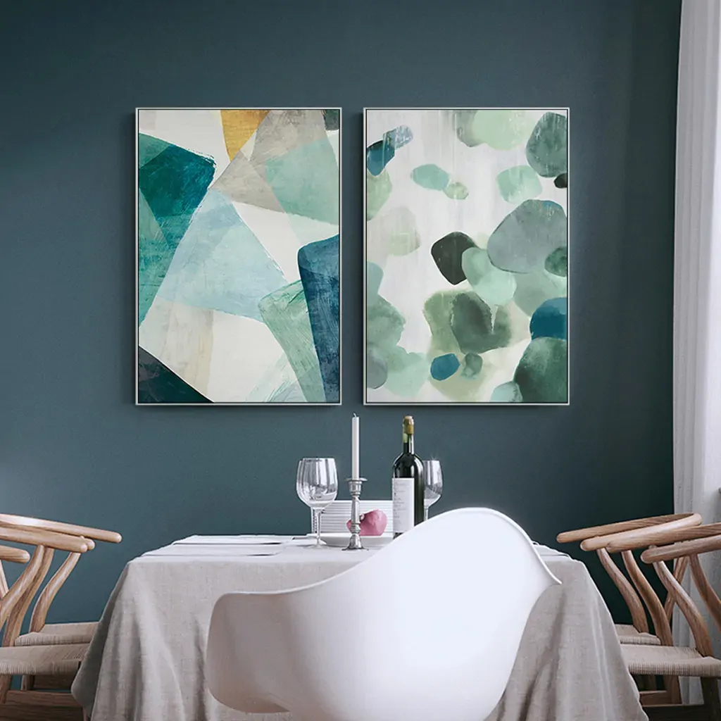 Green Marble 2 Sets White Frame Canvas Wall Art Price