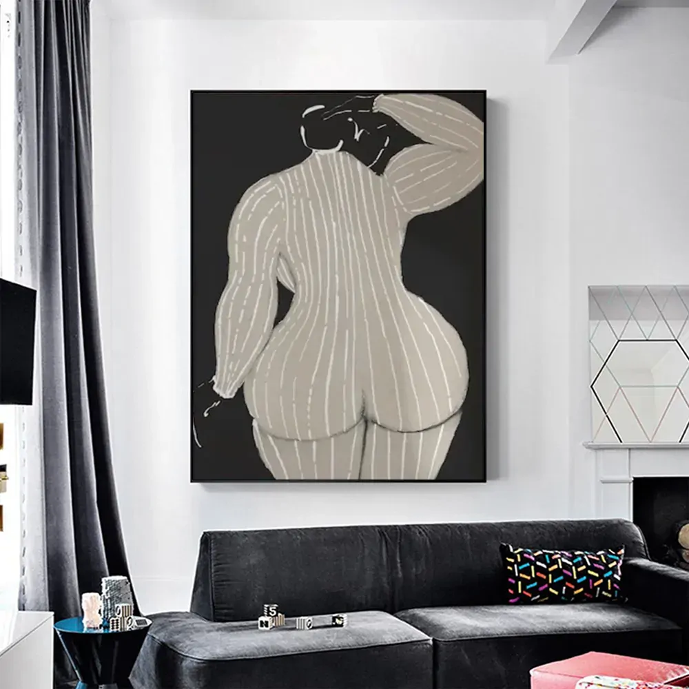 Mid Century Lady Black Frame Canvas Wall Art Price