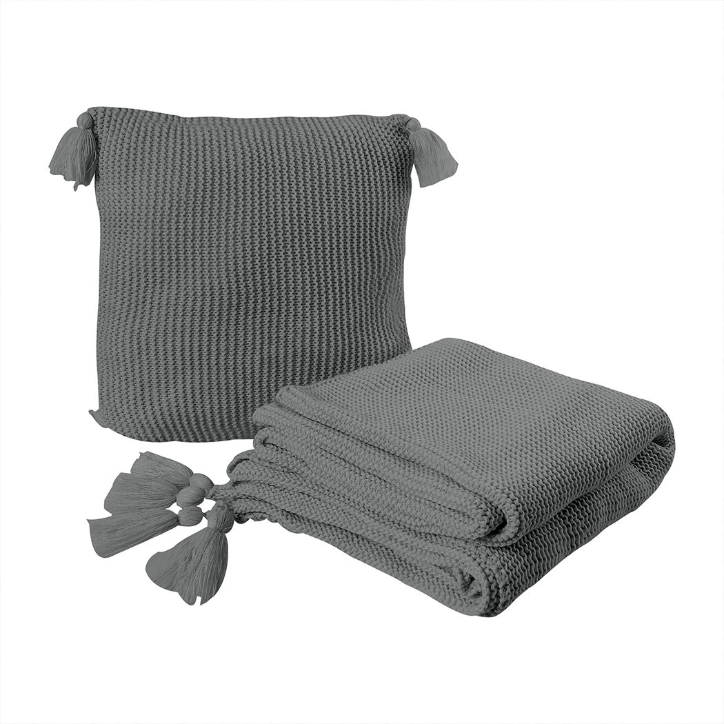 Knitting Throw Blanket Cushion Set Pillow Tassel Fringe Sofa Bed Price