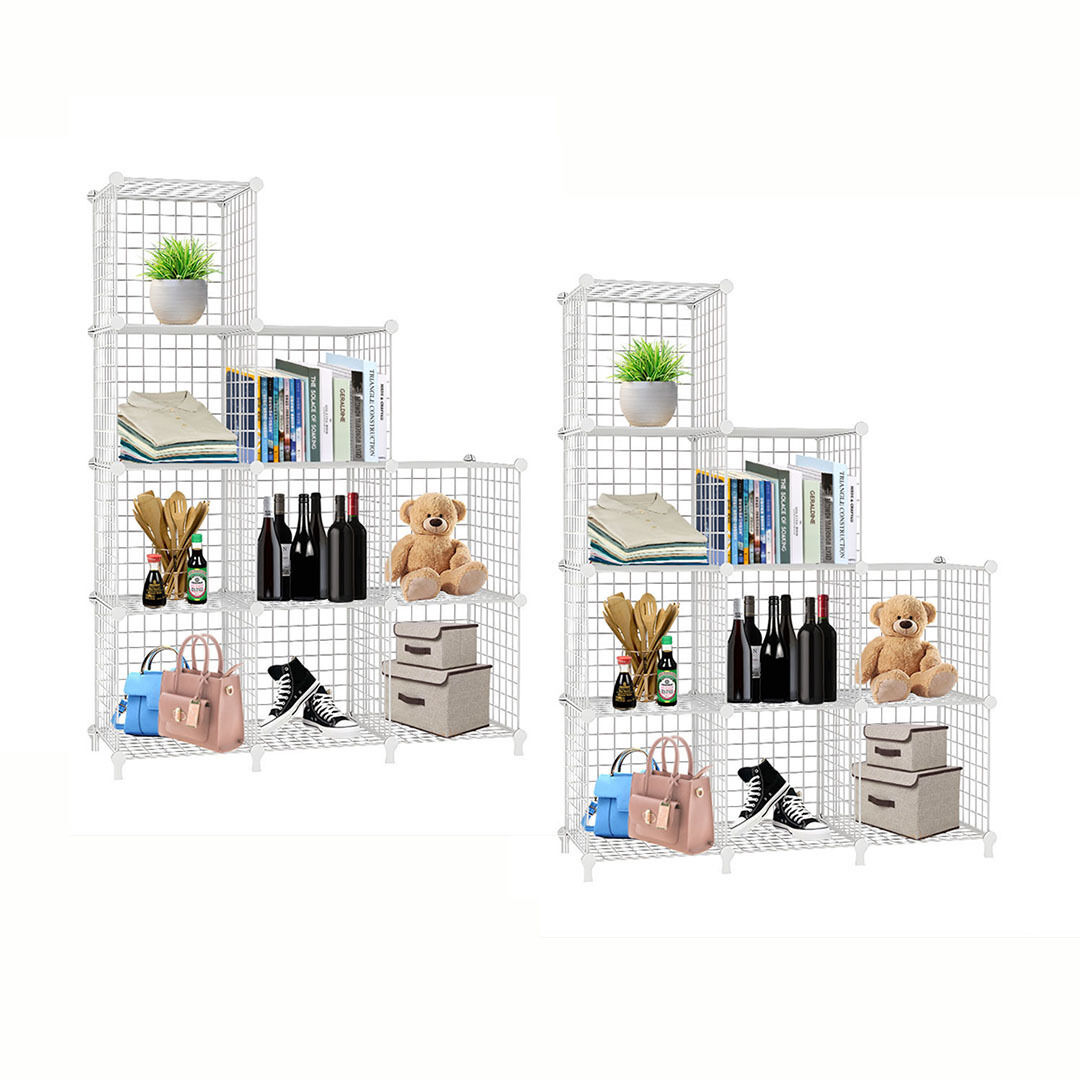 White Portable 9-Cube 3 Column Storage Organiser Foldable DIY Modular Grid Space Saving Shelf 149cm Price