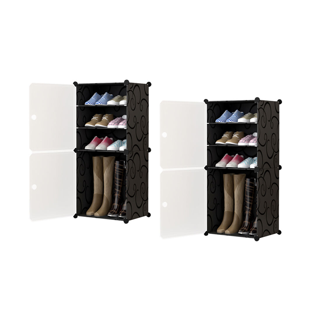 4 Tier Shoe Rack Organizer Sneaker Footwear Storage Stackable Stand Cabinet Portable Wardrobe with Cover Price