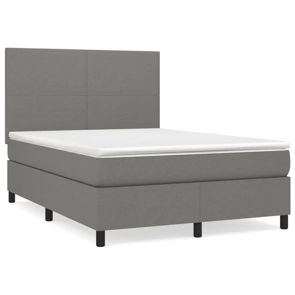Box Spring Bed with Mattress Dark Grey Fabric Price