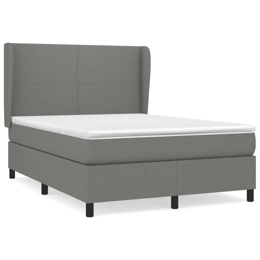 Box Spring Bed with Mattress Dark Grey Fabric Price