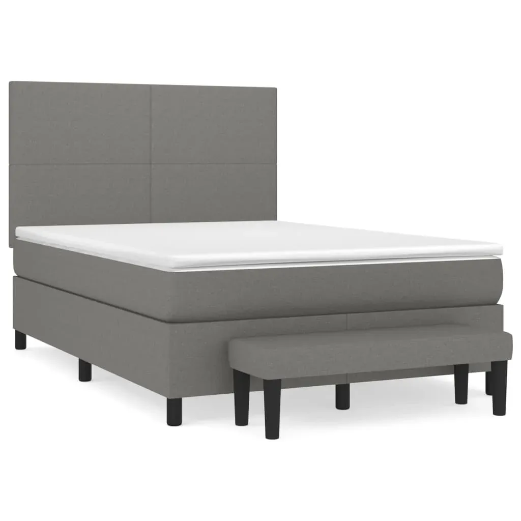 Box Spring Bed with Mattress Dark Grey Fabric Price