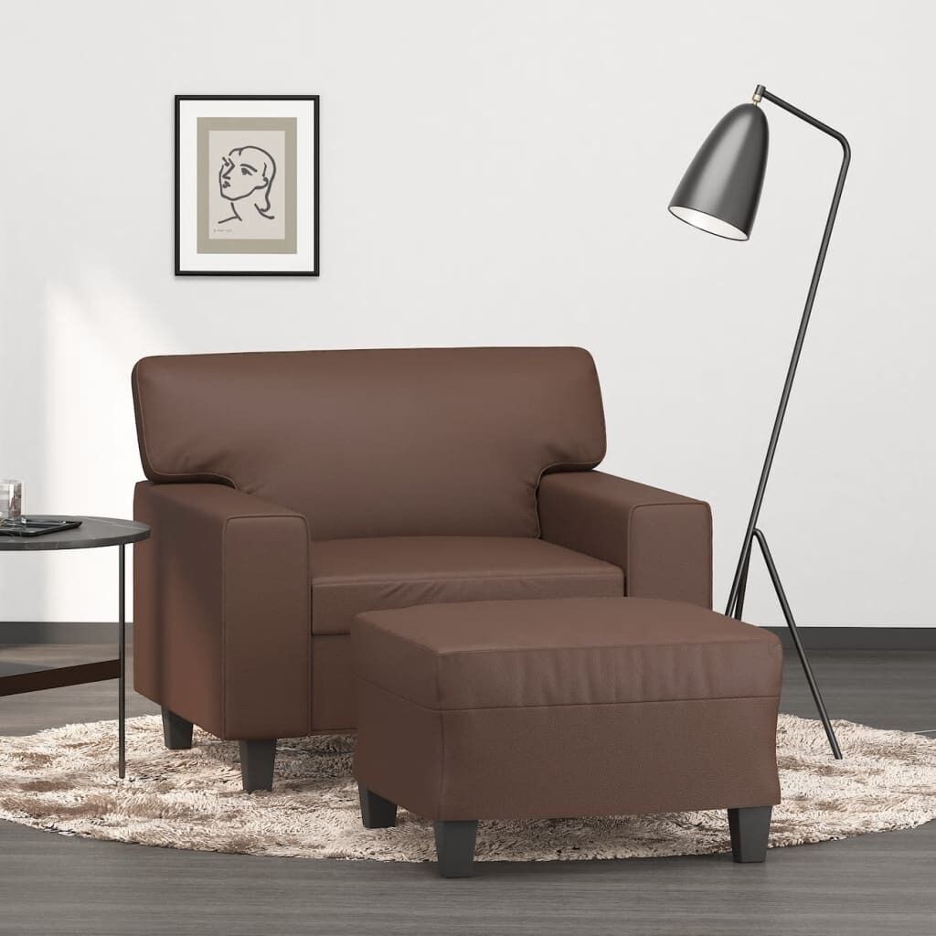 Southington Sofa Chair with Footstool Faux Leather Price