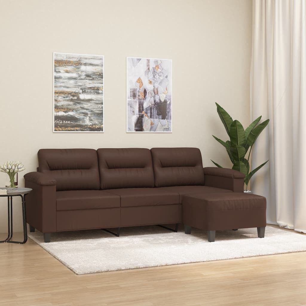 Dorridge 3-Seater Sofa with Footstool 180 cm Faux Leather Price