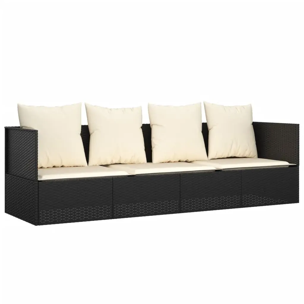Outdoor Lounge Bed with Cushions Poly Rattan Price