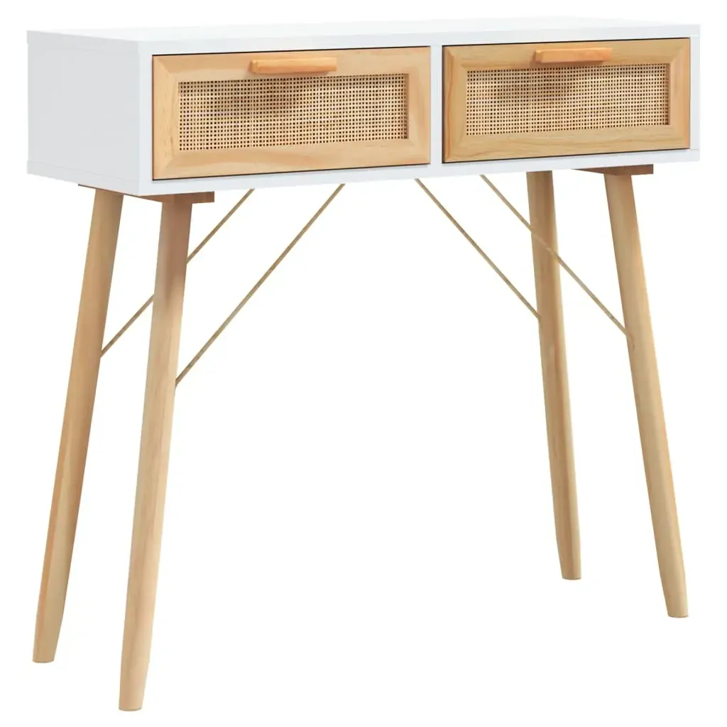 Console Table 80x30x75 cm Solid Wood Pine&Natural Rattan Price
