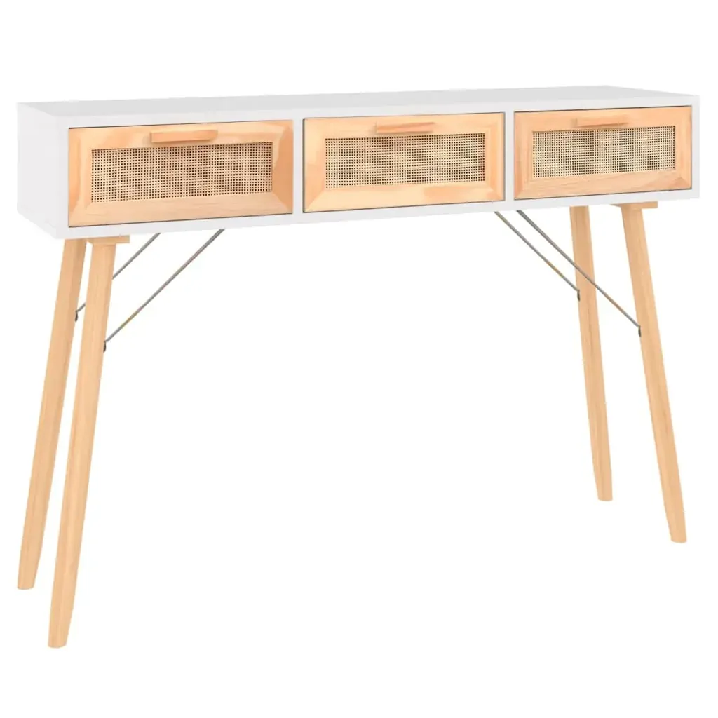 Console Table 105x30x75 cm Solid Wood Pine&Natural Rattan Price
