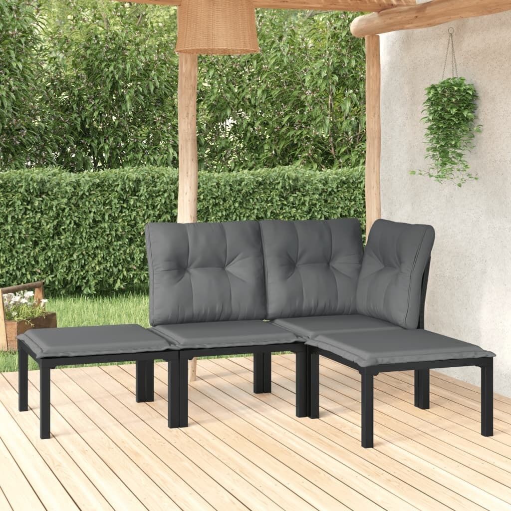 Garden Lounge Set Black and Grey Poly Rattan Price