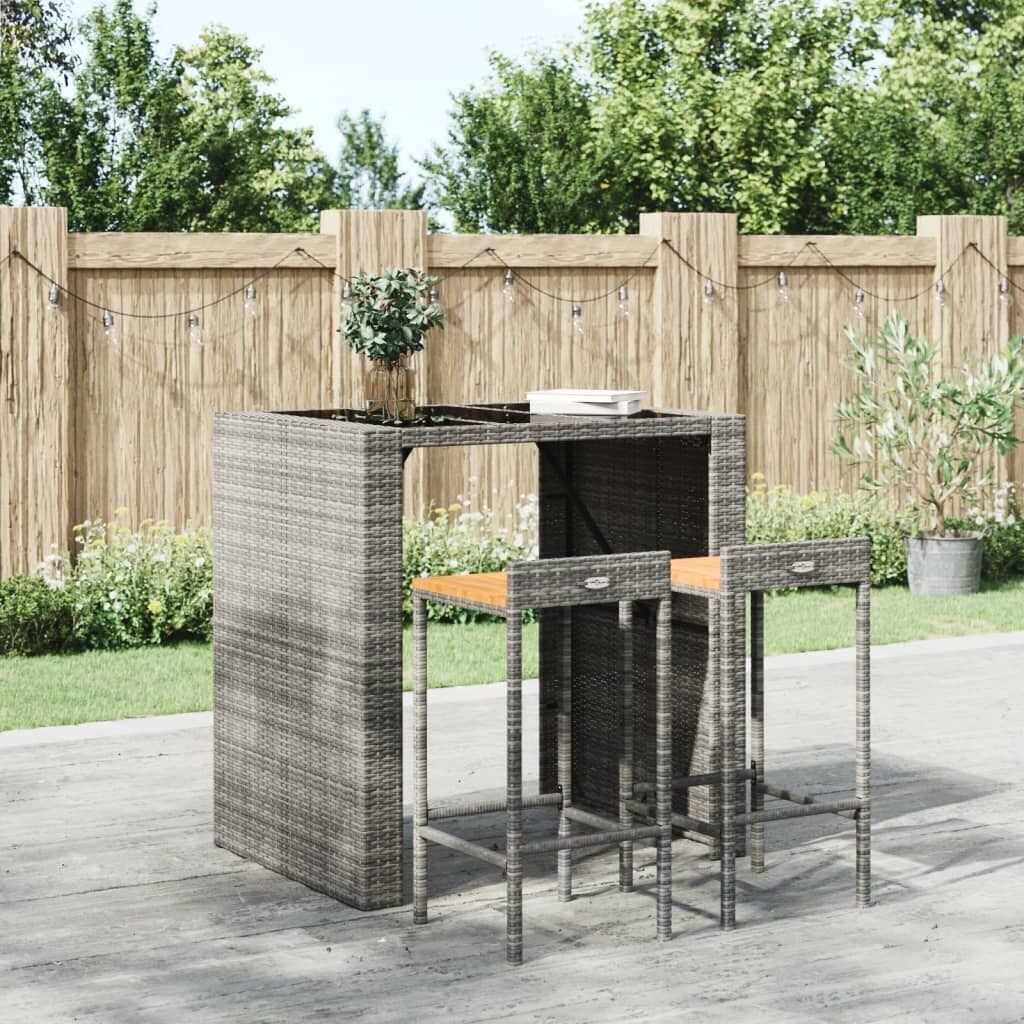 Bar Stools Poly Rattan and Solid Wood Acacia Price
