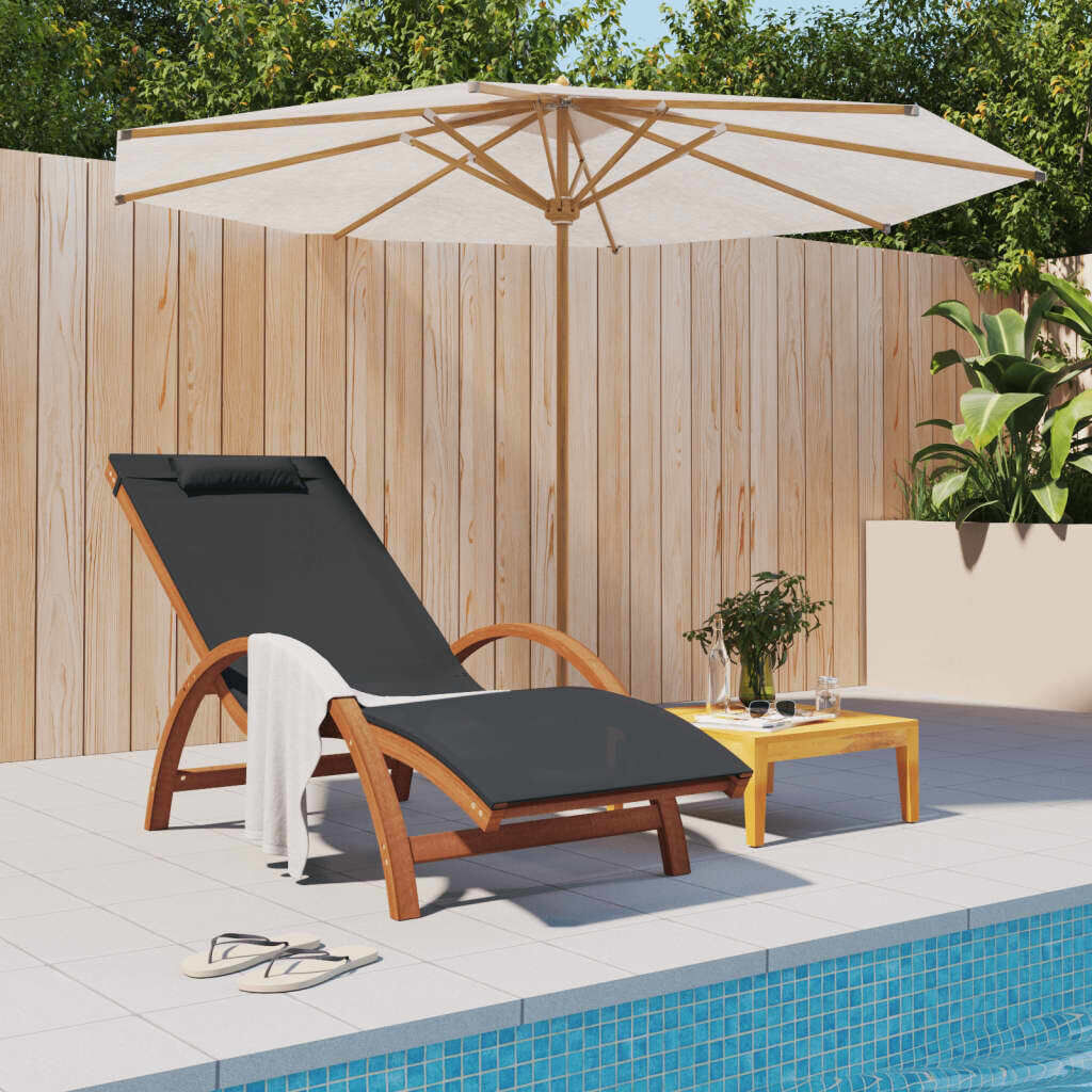 Sun Lounger with Pillow Textilene and Solid Wood Poplar Price