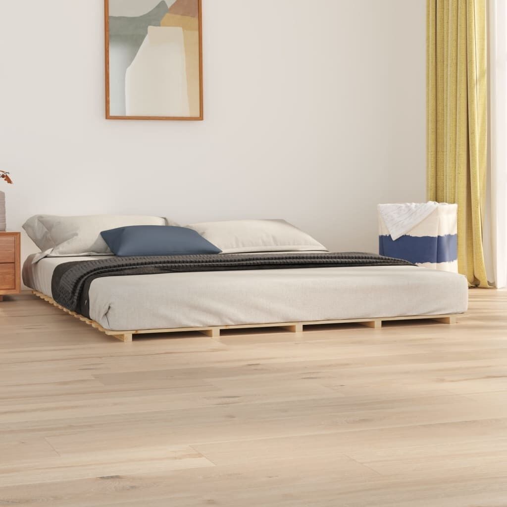Bed Frame without Mattress White 150x200 cm Solid Wood Pine Price