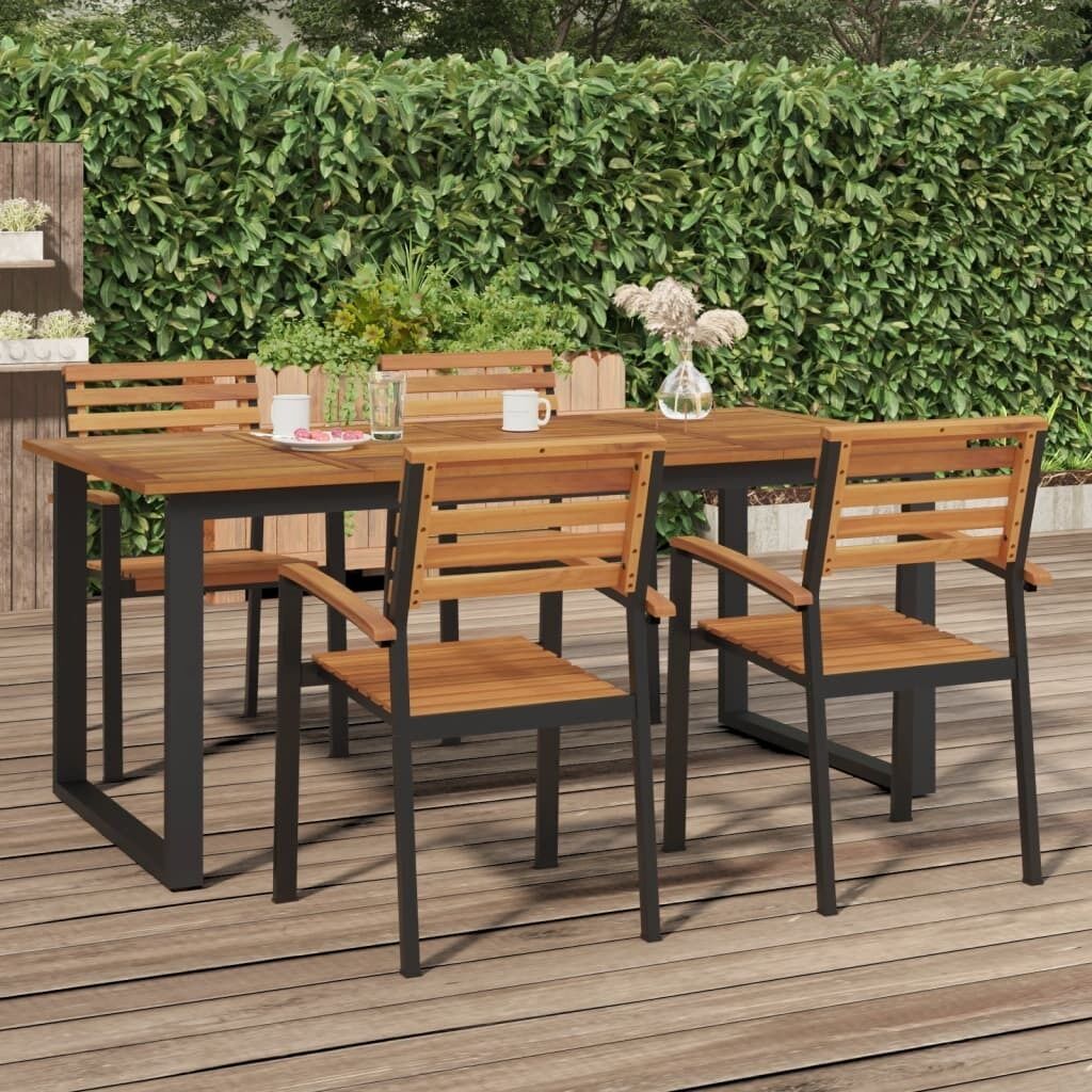 Garden Table with U-shaped Legs Solid Wood Acacia Price