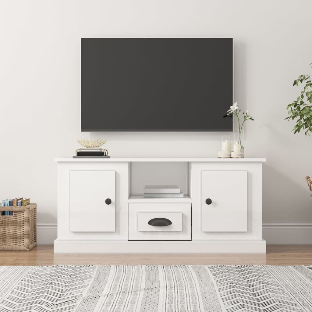 TV Cabinet White 100x35.5x45 cm Engineered Wood Price