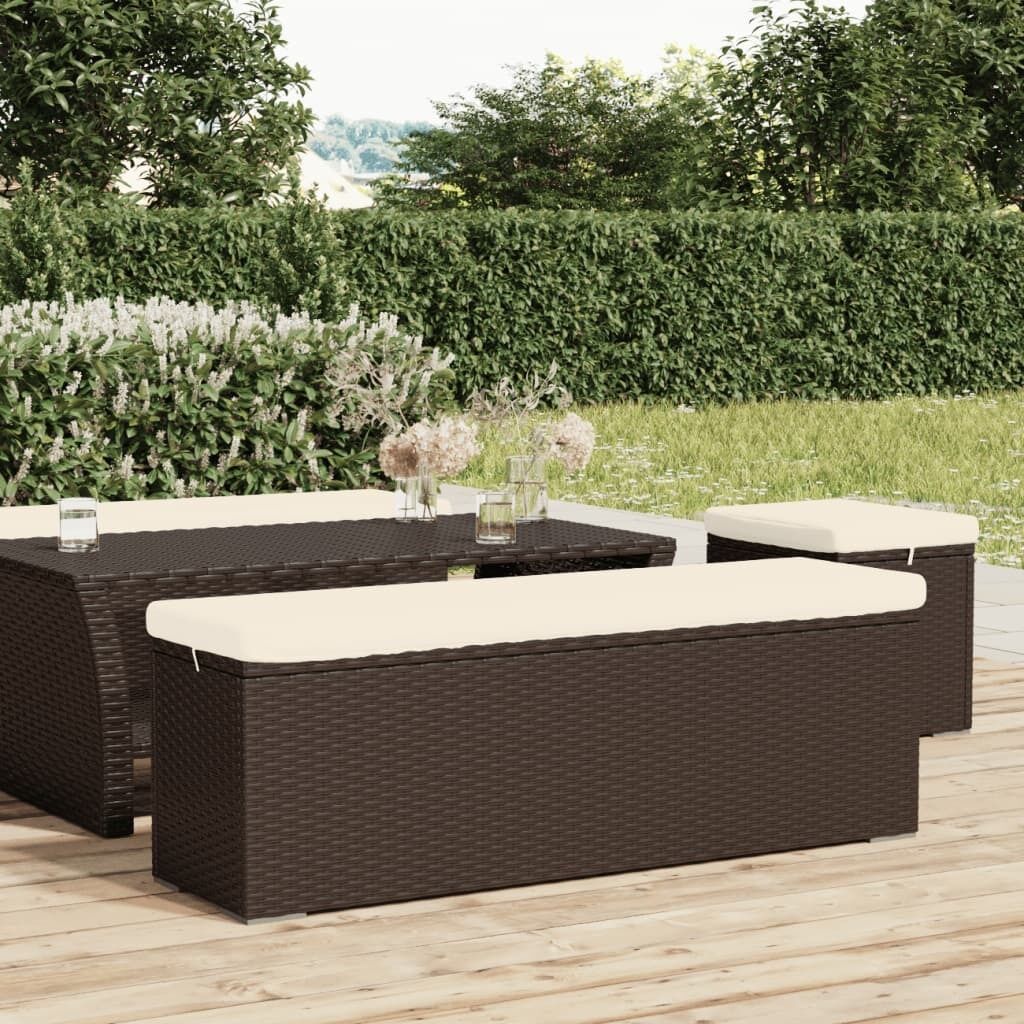 Ottoman Bench with Cushion 110x30x40 cm Poly Rattan Price