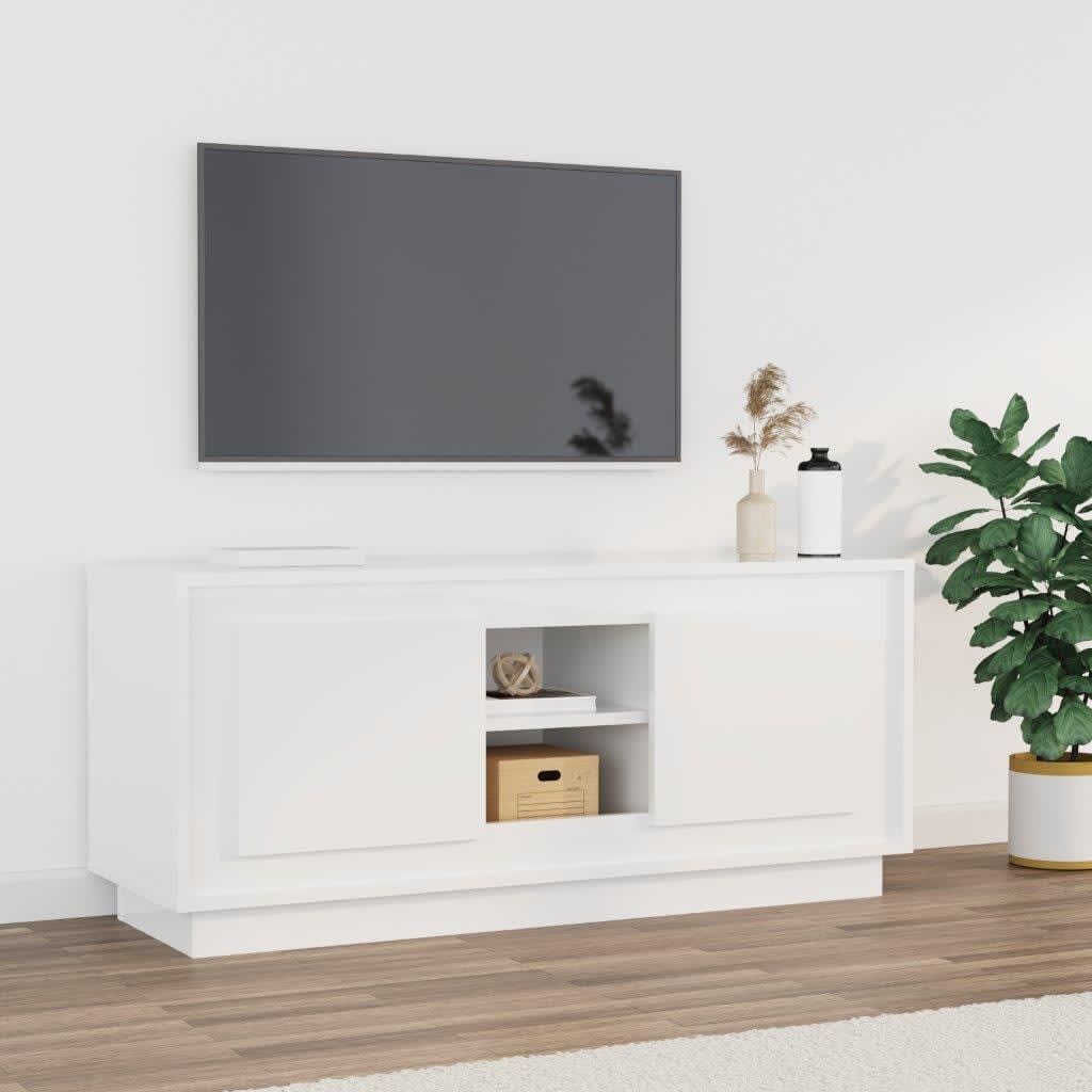 TV Cabinet White 102x35x45 cm Engineered Wood Price