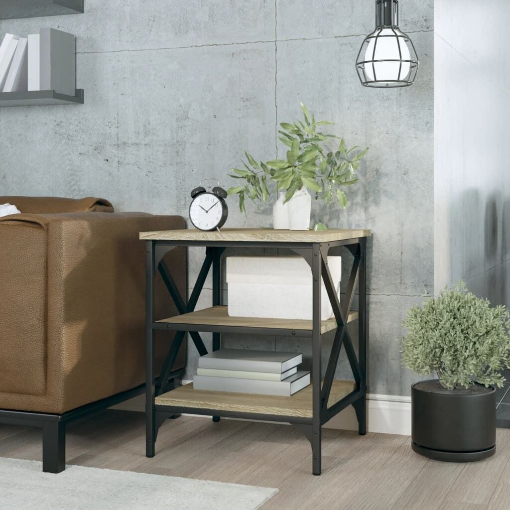 Side Table Black 40x42x50 cm Engineered Wood Price