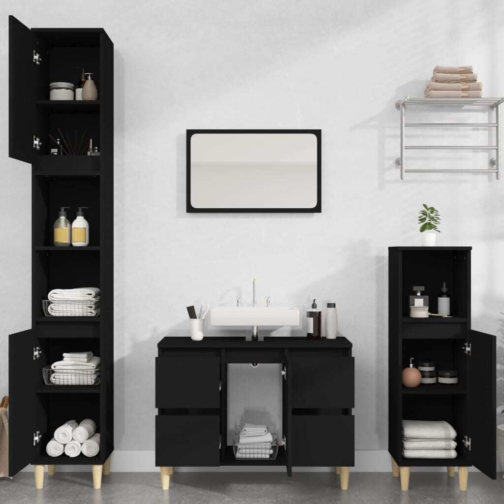 3 Piece Bathroom Furniture Set Engineered Wood Price
