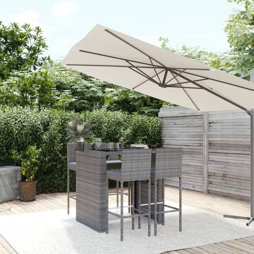 Garden Bar Set with Cushions Poly Rattan Price