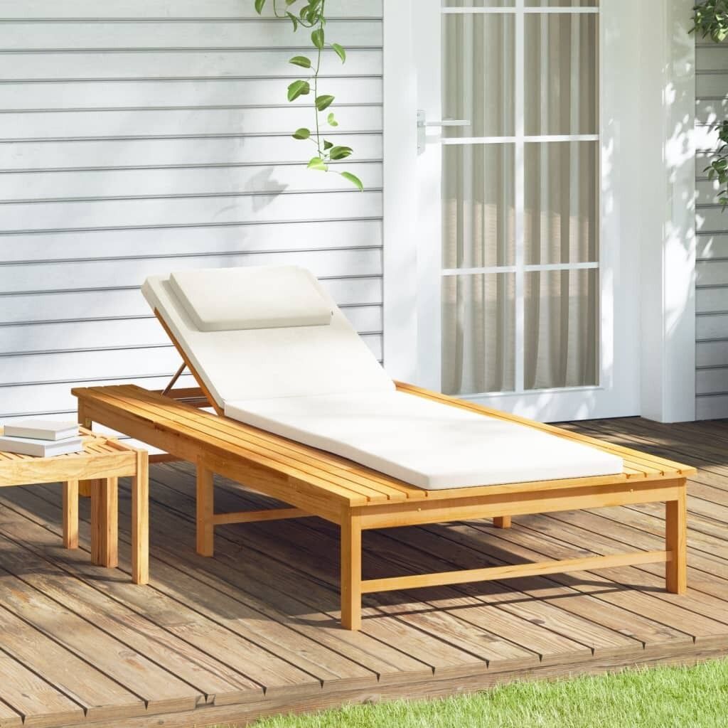 Sun Lounger with Cushion and Pillow Solid Wood Acacia Price