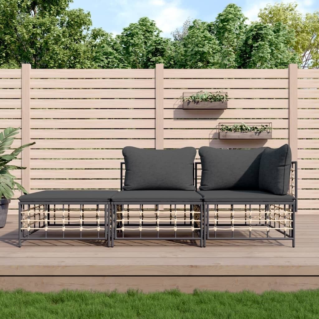 Garden Lounge Set with Cushions Anthracite Poly Rattan Price