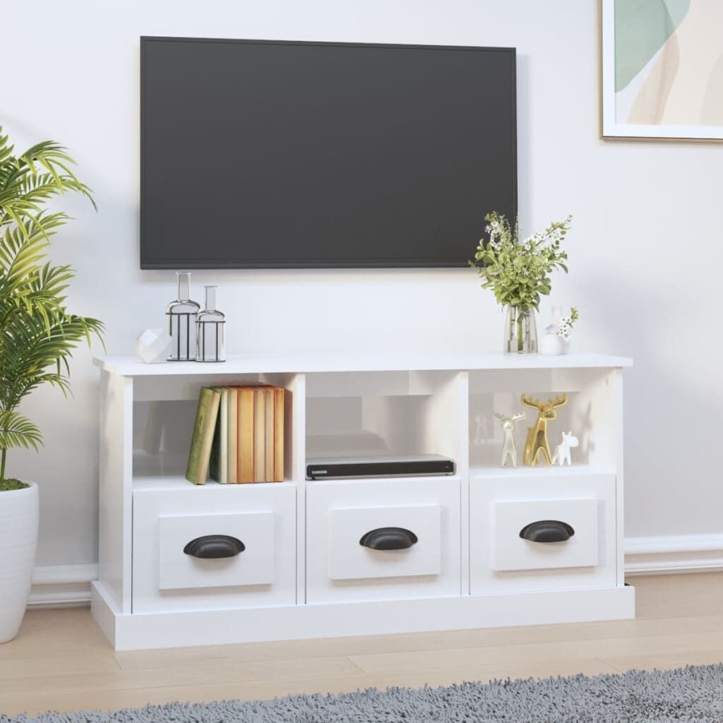 TV Cabinet White 100x35x50 cm Engineered Wood Price