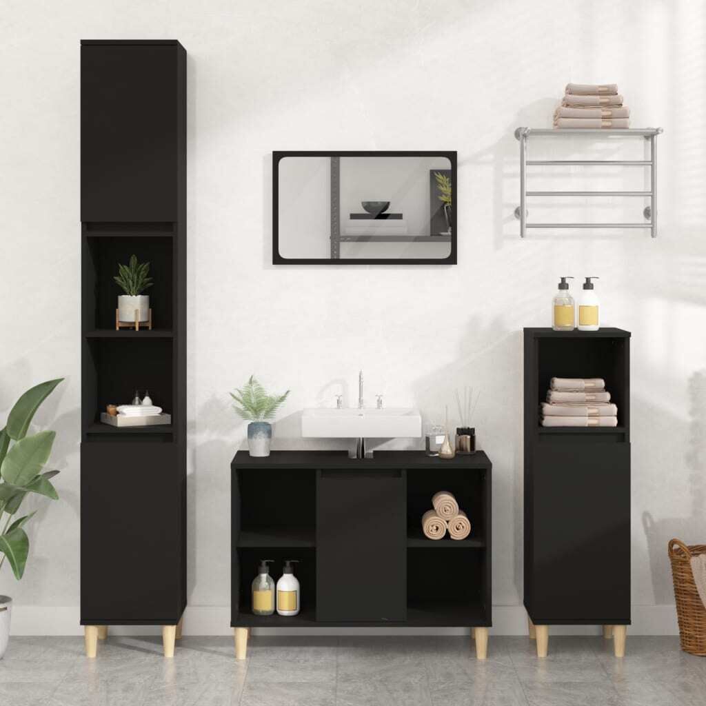 3 Piece Bathroom Furniture Set Engineered Wood Price
