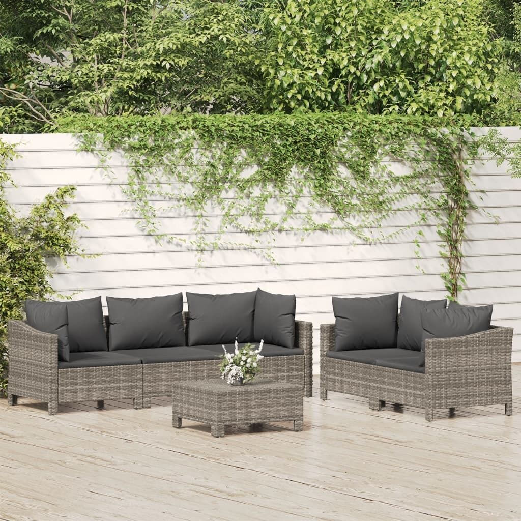 Garden Lounge Set with Cushions Grey Poly Rattan Price