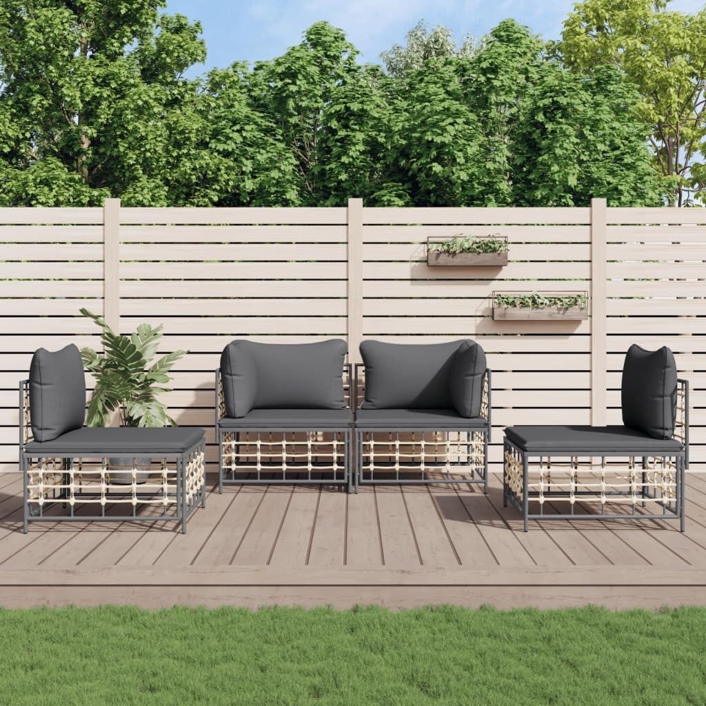 Garden Lounge Set with Cushions Anthracite Poly Rattan Price